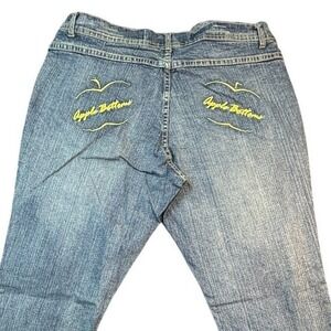 VTG Apple Bottoms Women Jeans Size 18W Distressed Bootcut Embroidered Yellow NWT